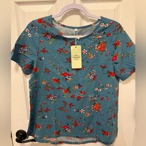 Yesno Women's Floral Teal Blouse
